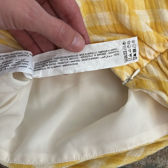 Zara One Shoulder Long Sleeve Top Yellow Gingham Blogger Fave M - Picture 5 of 11